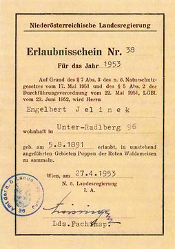 Erlaubnisschein fürs Ameiseln aus dem Jahr 1953
