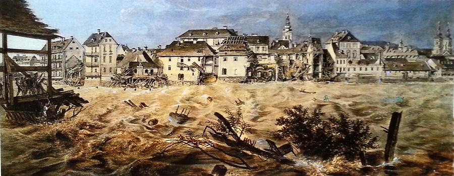 Hochwasser 1827, Aquarell von Josef Kuwasseg