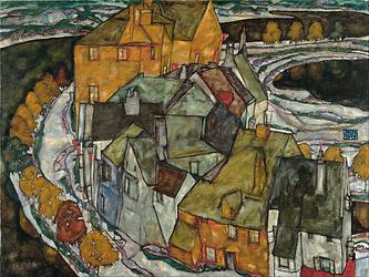 Egon Schiele Häuserbogen II, wikimedia gemeinfrei, Foto: K.Hengl