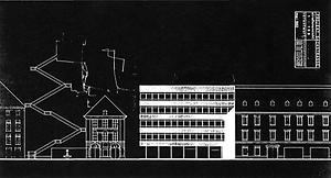 Projekt 1962: Bürohaus mit Garagensilo anstelle des Palais Khuenberg- heute Stadtmuseum.