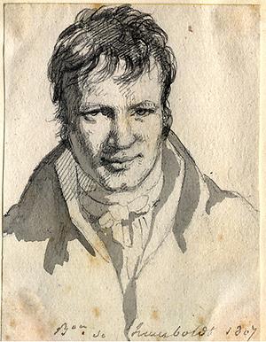 Alexander von Humboldt, in Berlin 1807, Bleistift und Tusche