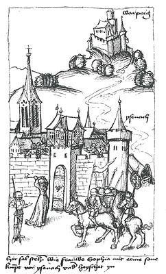 Die Wartburgin in einer Zeichnung vom Ende des 14. Jahrhunderts