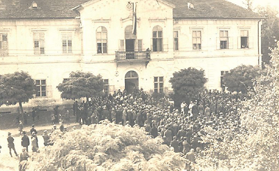 Ausrufung des Freischärler-Staates Lajtabánság (deutsch Leithabanat) am 4. Oktober 1921.