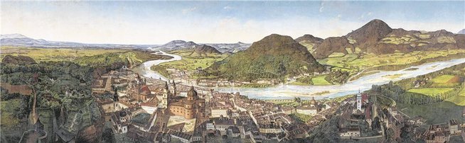 Salzburg Panorama (Ausschnitt) von Johann Michael Sattler zwischen 1825 und 1829
