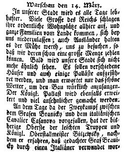 Die Casanova-Meldung im 'Wienerischen Diarium' vom 9. 4. 1766