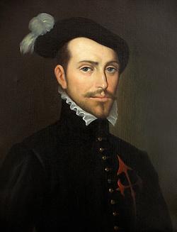 Hernán Cortés (1485-1547) in einer Darstellung des 17. Jahrhunderts. Naval Museum of Madrid.