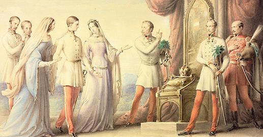 Treuer Diener seines Kaisers: Feldmarschall Radetzky weist auf dem Bild den jungen Franz Joseph zum Thron
