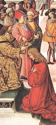 König Friedrich (l.) krönte anno 1442 Enea Silvio Piccolomini (r.) zum Dichter