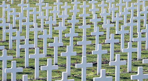 Zehntausende Grabkreuze erinnern an die Schlacht.