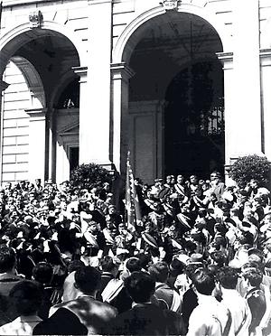 Zur 600-Jahr-Feier der Uni Wien 1965 marschierten deutschnationale Burschenschaftler auf