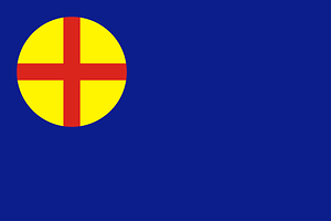 Die Fahne der Paneuropa-Bewegung zur Zeit ihrer Gründung. Später kam der Kreis aus zwölf goldenen Sternen hinzu.