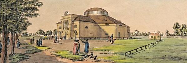Der Circus Gymnasticus - 1808 erbaut, mit Platz für 3000 Zuschauer - machte Theatern und auch Praterhütten starke Konkurrenz