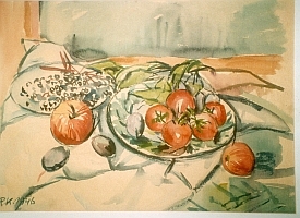 Kurt Regschek: Stillleben mit Äpfeln und Paradeisern (1946)