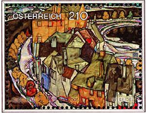 Egon Schiele - Häuserbogen, Briefmarke
