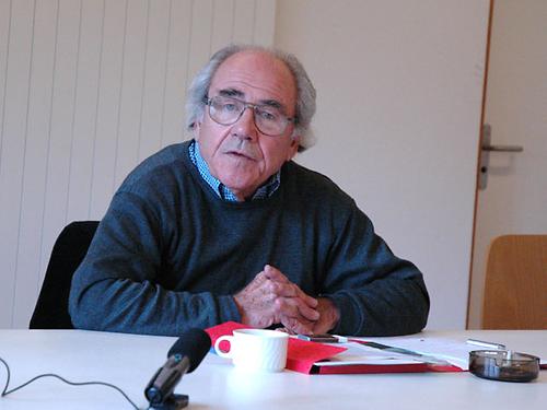 Jean Baudrillard lecturing at European Graduate School, Saas-Fee, Switzerland. (European Graduate School, June 12, 2004