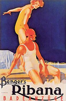 Benger’s Ribana Badeanzüge – Reklame aus dem Jahr 1932., © Wiener Zeitung/Aus „Tagebuch der Straße“, Ö. Bundesverlag, 1981.