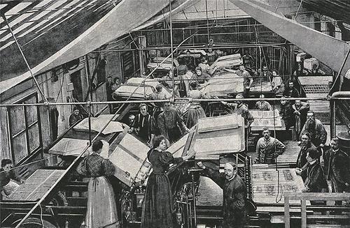 Ein Blick in die Zeitungsdruckerei im Jahr 1897