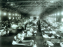 Militärnotfallkrankenhaus während der Spanischen Grippe in Kansas (1918/1919)