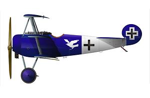 Eine Fokker DR I in einem Design, das einen am Himmel nicht gerade schwer erkennbar macht. (Graphik: Björn Huber, Creative Commons)