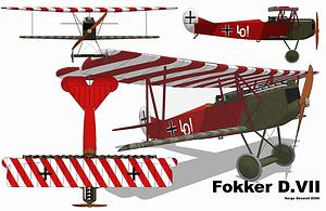 Das Design der Fokker D. VII macht unmißverständlich: Der Pilot möchte vom Feind gefunden werden. (Grafik: Serge Desmet Sletch, Creative Commons)