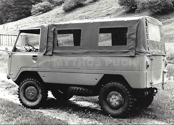 1965: Pinzgauer, Prototyp 1. Generation mit seiner ersten Karosserie als Mannschaftswagen - (Quelle: Archiv Rudolf)