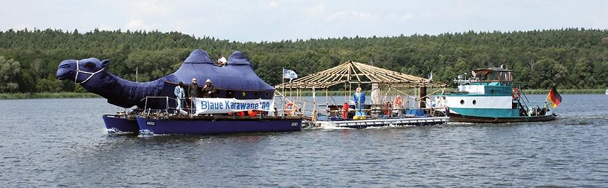 Blaue Karawane 2009 auf dem Weg von Berlin über Brandenburg, Wolfsburg nach Bremen