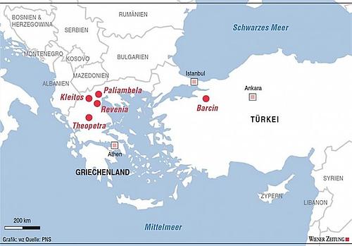 Karte Griecheland, Türkei