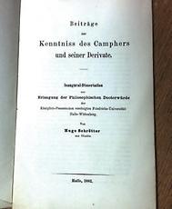 Abb. 2: Inaugural-Dissertation Hugo Schrötters in Halle-Wittenberg, Halle 1882