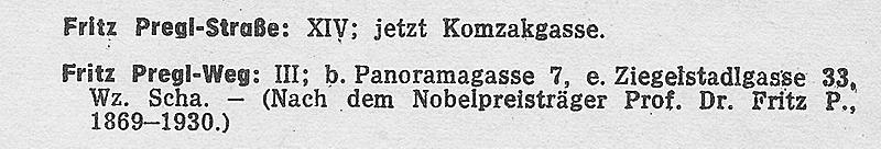 die frühere Fritz Pregl-Straße in Graz wurde in Komzakgasse umbenannt