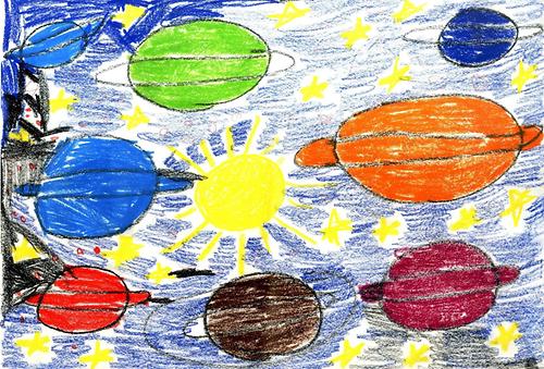 Wir haben in der Redaktion Kinder zwischen 5 und 13 Jahren gebeten, uns ihre Vorstellungen vom Weltraum und von der Kolonisierung fremder Planeten zu zeichnen. Darunter Christoph (6), der einmal Abenteurer und Roboterbauer werden will.