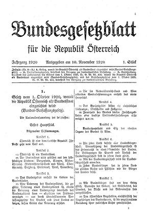 Bundesgesetzblatt für die Republik Österreich 1920