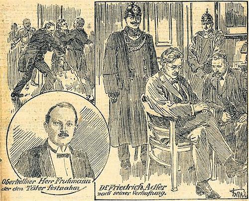 Bildbericht von Adlers Verhaftung aus der 'Illustrirten Kronen Zeitung' (1916)., Foto: © anno.onb
