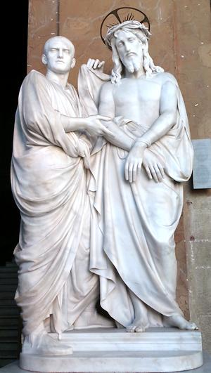 'Ecce homo': Skulptur aus dem Jahr 1854 von Ignazio Jacometti in der Scala Santa in Rom, die Pilatus mit Jesus darstellt