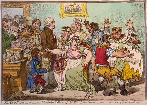 Jeder wird zum Rindvieh mutieren, fürchteten die Gegner der Pockenimpfung. So stellt es James Gillray 1802 dar.