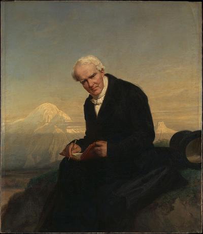 lexander von Humboldt, im Hintergrund 'Chimborazo'. Gemälde von Julius Schrader (1815–1900)