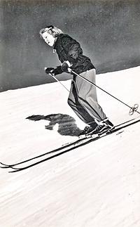 Die niederländische Prinzessin Beatrix beim Skifahren in St. Anton, um 1950.