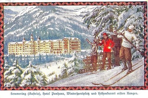 Skifahren, rodeln, nichts tun - das mondäne Programm am Semmering, um 1910.
