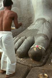 Eines des Verehrungsrituale ist die Übergießung (Sanskrit abhisheka) mit Wasser