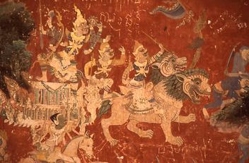 Darstellung des Ramayana als Wandmalerei