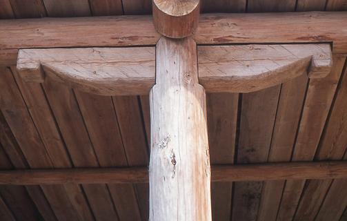 The columns which carry the roof are clear and well-proportioned