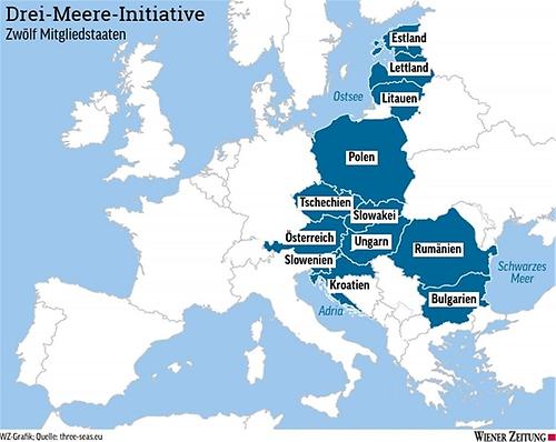 Grafik: Drei-Meere-Initiative der 12 Mitgliedstaaten