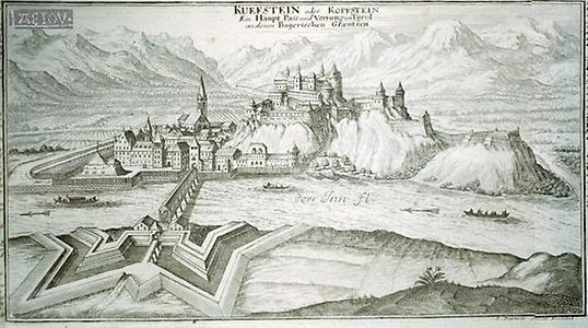 Festung Kufstein - Historisches Bild: Stich zw. 1700 und 1766