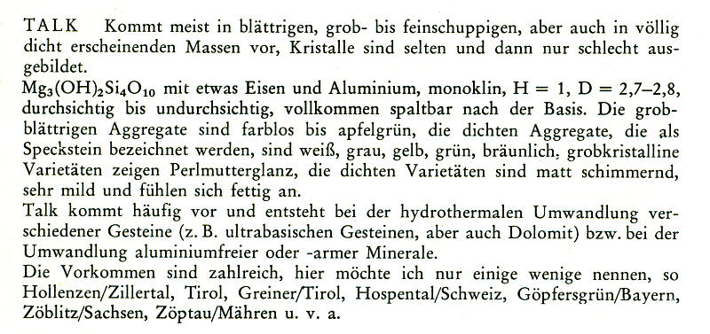 Aus: J. Ladurner/F. Purtschaller, Das Große Mineralienbuch, Innsbruck, 1970