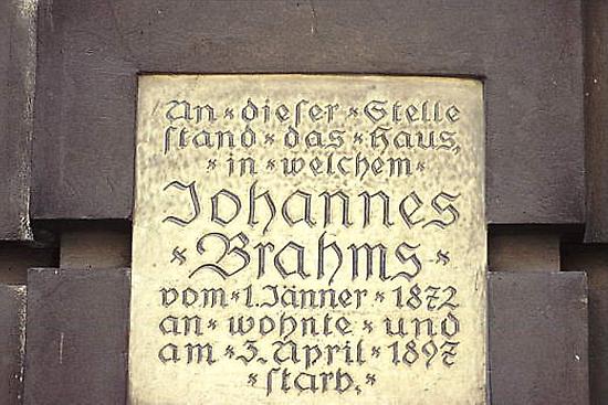 Wohn- und Sterbehaus von Brahms - Gedenktafel