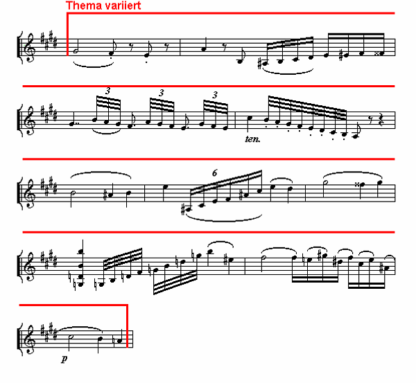 Notenbild: Reiterquartett, 2. Satz, Takte 38-47
