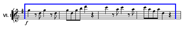 Notenbild: Eine Kleine Nachtmusik: 1. Satz, Takte 76-79