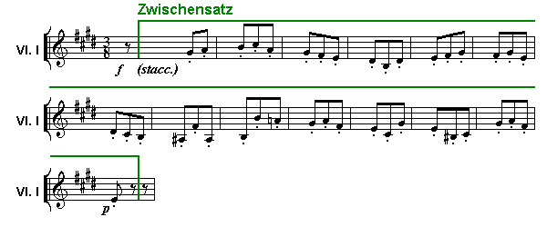 Notenbild: Symphonie Nr. 8, 'Die Unvollendete', 2. Satz, Takte 32-45