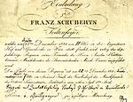 Einladung zur Totenfeier für Franz Schubert