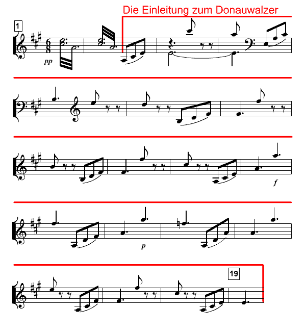 Notenbild: Donauwalzer, Introduktion