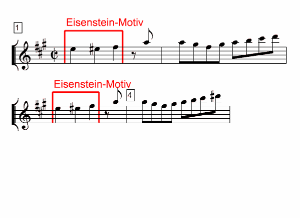 Notenbild: Die Fledermaus Ouverture, Takte 1-4